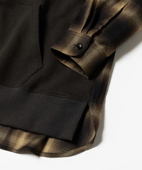 MR.OLIVE/URAKE & OMBRE CHECK / HYBRID HOODY ミスターオリーブ/裏毛&オンブレチェック / ハイブリットフーディー